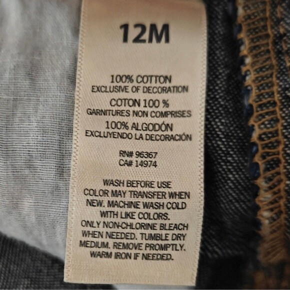 Oshkosh Denim Jean Bib Overalls Baby Boys 9 - 12 M Months Infant Blue Vestbak - Picture 7 of 7